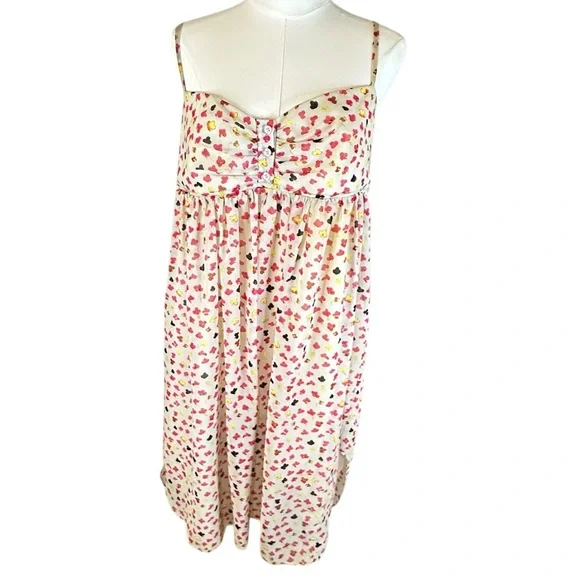 Rachel Roy Floral Dress XL Spaghetti Straps Button Front Lined - Picture 2 of 16